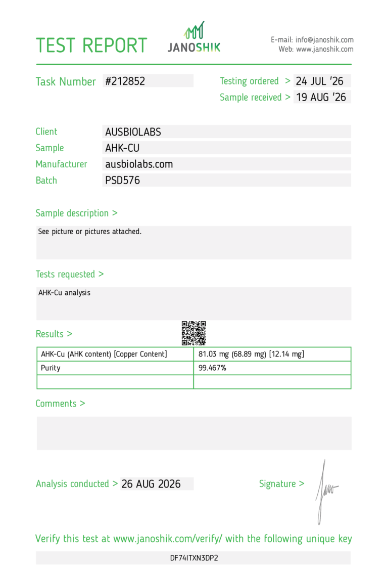 Ausbiolabs AHK-Cu purity analysis